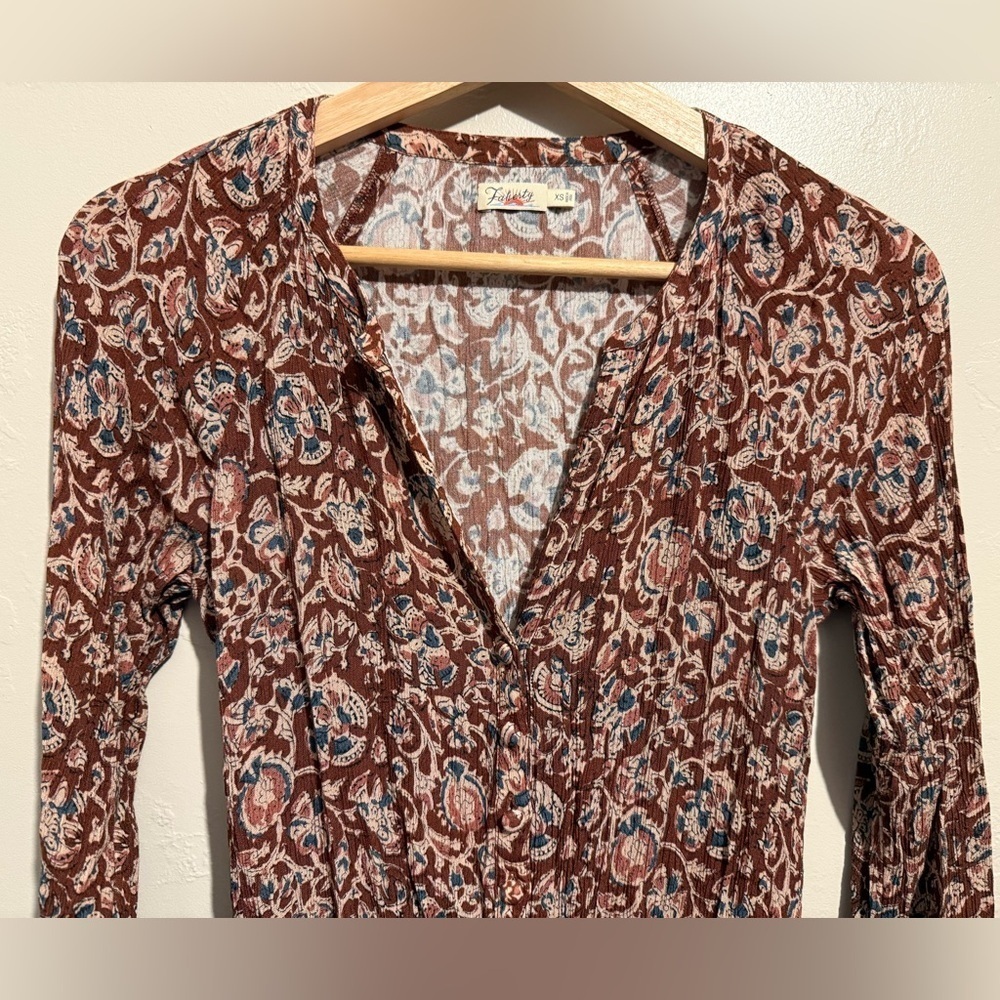 FAHERTY | Montara Long Sleeve Dress Merlot Bordeaux Floral Dress Women’s Size XS - Picture 9 of 15
